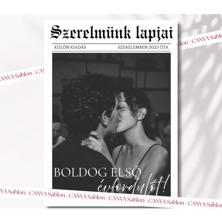 Szerelmünk lapjai – Egyedi Évfordulós Emlékújság Sablon